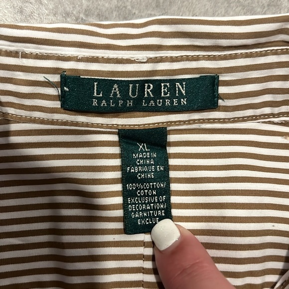 Lauren Ralph Lauren Button Up Striped Shirt with Embellishment Size XL - Picture 2 of 7